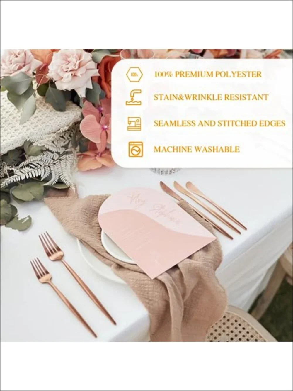 10 Pack Polyester Tablecloths 60x102 Rectangular for 6FT Tables Party Dining